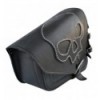 Harley Davidson Sportster Black Leather Saddlebag with Skull emblem and bottle holder
