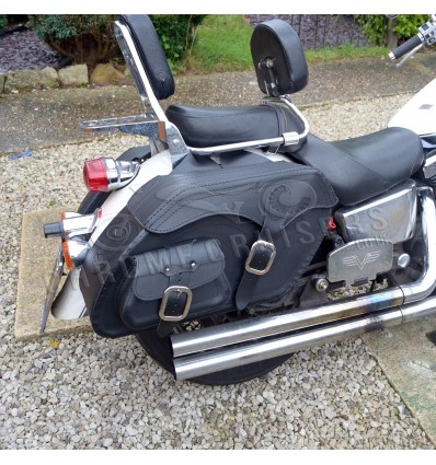 Motorrad Schwarz Leder Extra Large Satteltaschen (Paar) C5A