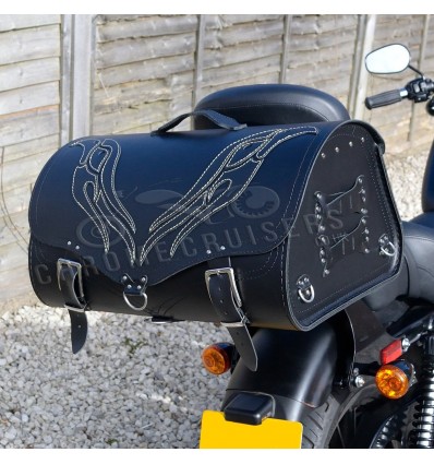 Motorrad schwarzes Leder Topcase / Hecktasche / Sissybar Tasche Satteltasche K22A / E