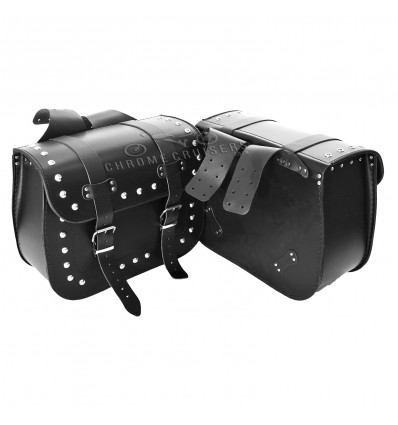 Top Quality Motorcycle Handmade Leather Saddlebags Panniers with Rivests (pair) C101B - 21L