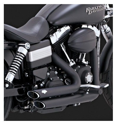 Harley Davidson Dyna (12-17) 2-INTO-2 SHORTSHOTS STAGGERED BLACK FULL EXHAUST SYSTEM
