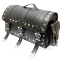 K131B Motorcycle / Trike Black Leather Rear Bag / Case / Sissy Bar Bag with Studs