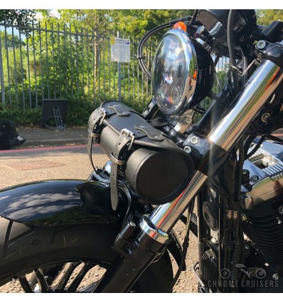 Motorrad Schwarzes Leder Werkzeugrolle / Satteltasche (C3A)