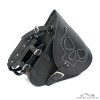 Harley Davidson Softail - Black Genuine Leather Swingarm Saddlebag - SKULL
