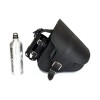 Black Genuine Leather Swingarm Saddlebag / Pannier with detachable bottle holder