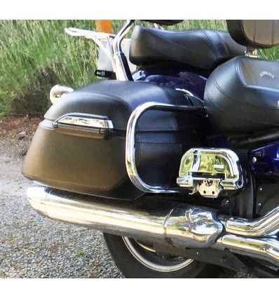 Motorcycle Black Leather Covered Large Hard Saddlebags / Panniers