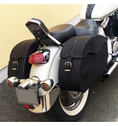 Rebacker Motorcycle Saddle Bag Universal for Harley for Honda for Yamaha Cruiser PU Leather Tool Bag Panniers,Black 