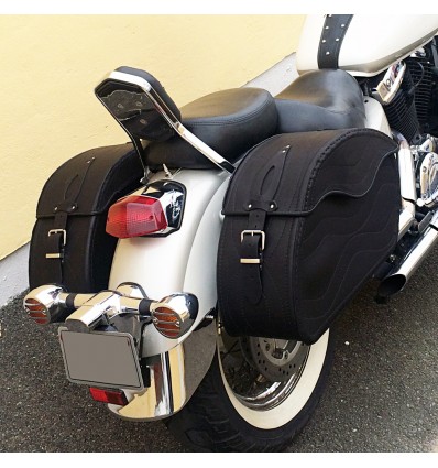 (C15A) Motorcycle Genuine Leather Universal Saddlebags / Panniers