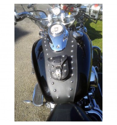 YAMAHA XVS650 DRAG STAR V-STAR CLASSIC / CUSTOM MODELS LEATHER TANK PANEL/CHAP AND POUCH WITH RIVETS