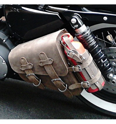 Harley Davidson Sportster XL Braun Echtleder Satteltasche mit Flaschenhalter