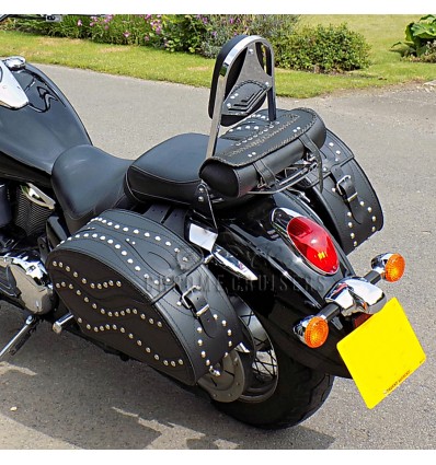 Motorcycle Universal Large Throw over Leather Saddlebags Panniers studded (pair) C15B
