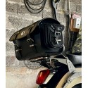 Motorrad schwarzes Leder Topcase / Hecktasche / Sissy Bar Bag