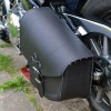 Harley Davidson Softail / FatBoy / Breakout - Black Leather Swingarm Saddlebag with Detachable Bottle Holder 6L