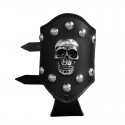 MOTORCYCLE BIKER CUSTOM LEATHER DRINK HOLDER WITH SKULL EMBLEM