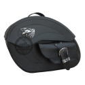 Motorcycle Black Leather Large Saddlebags (pair) with a Lock C262A