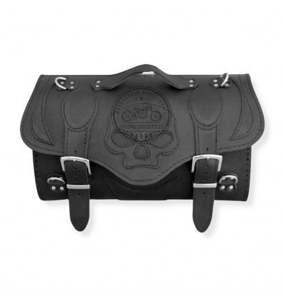 Motorcycle Trike Leather Bag Case Pannier Sissybar Bag SKULL - 11L