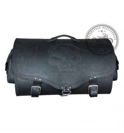 Motorcycle Trike Leather Bag Case Pannier Sissybar Bag SKULL - 11L