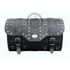 Motorcycle Black Leather Rear Bag / Sissy bar bag Top Case with lock and studs (K15B)