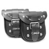 Motorcycle Black Leather Lockable Rear Bag / Sissy bar bag Top Case Studded and with Leather Tassels (K15C)