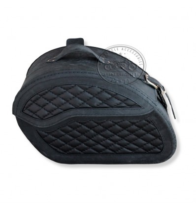 Motorcycle Black Leather Large Saddlebags (pair) with a Lock C262A
